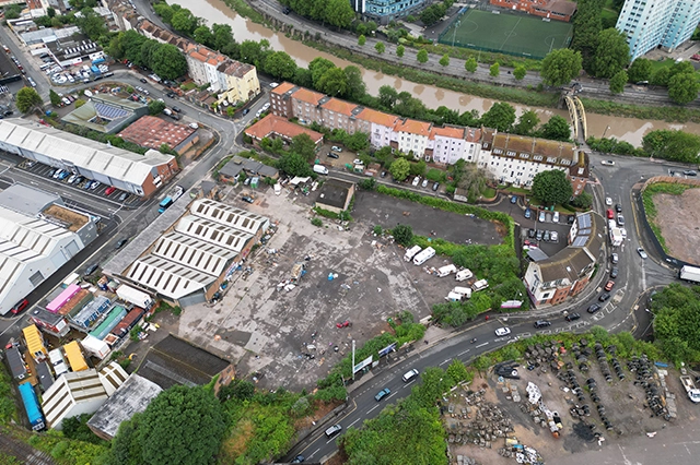 Aerial view of The Spring Street Temporary School development site.
