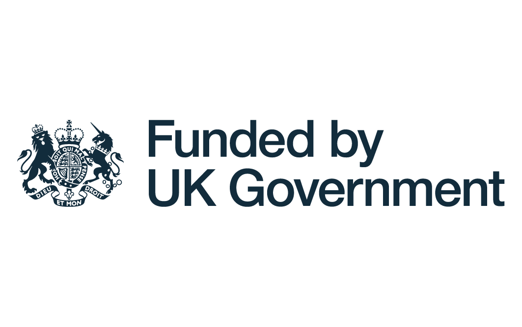 UK Government seal and Funded by HM Government text