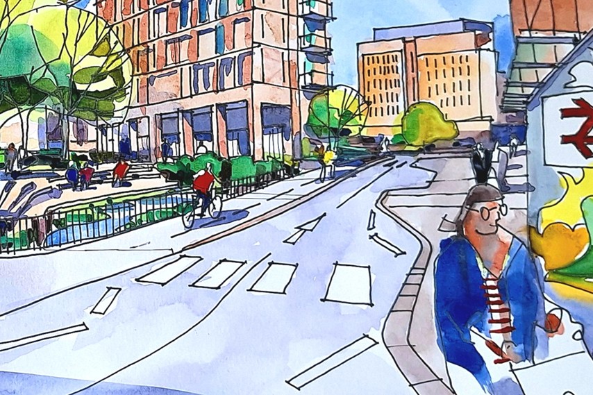 An artists visualisation of the completed highways works on Bedminster Green